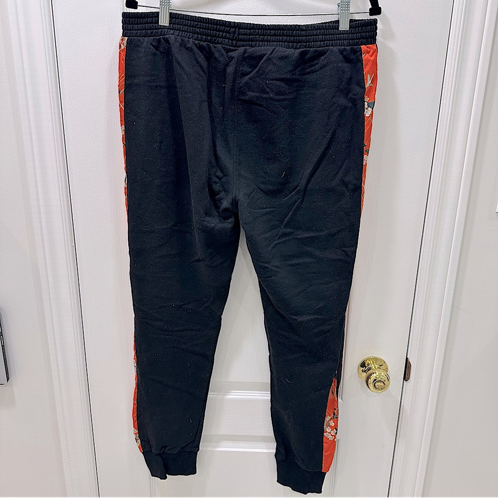 🔥2/$40🔥 Topshop Women’s Orange Floral Striped Black Workout Training Gym Joggers - Picture 4 of 5